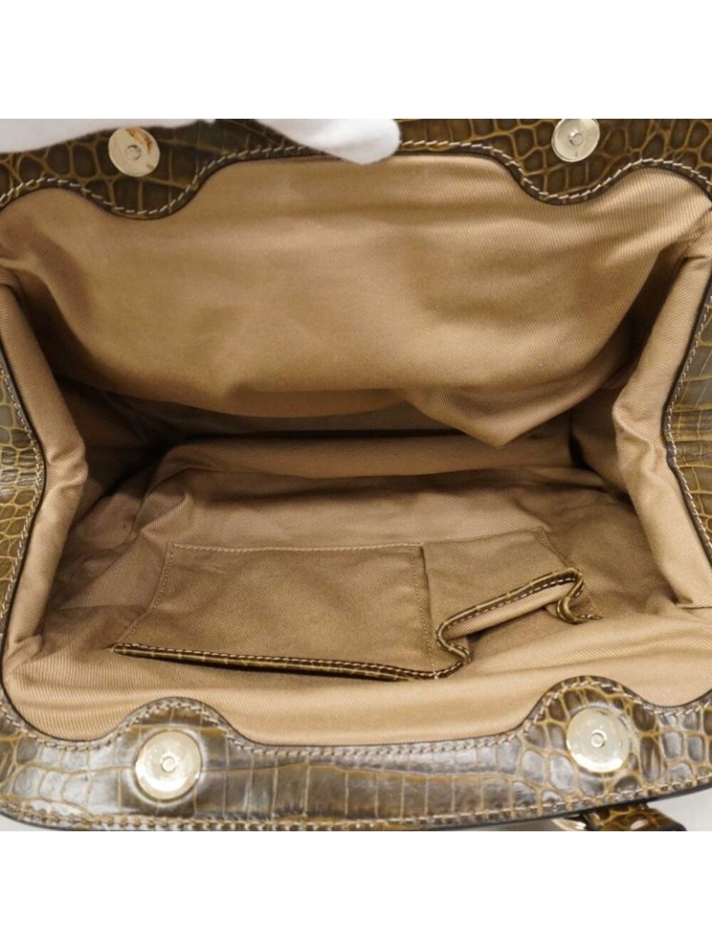 Celine Handbag Macadam Nylon Canvas Beige Champagne Gold - Picture 4 of 10